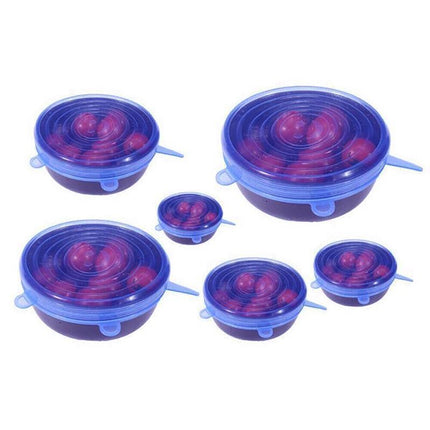 6PCS Stretch Reusable Silicone Food Saver Cover Seal Insta Lids Bowl Wraps - Aimall