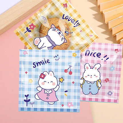 100pcs Cartoon Ziplock Bags For Snacks Candy Cookies Food Safe Plastic Bags