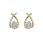 Gold Zircon Crossed Stud Earrings Elegant Simple Earrings For Women Fashion - Aimall