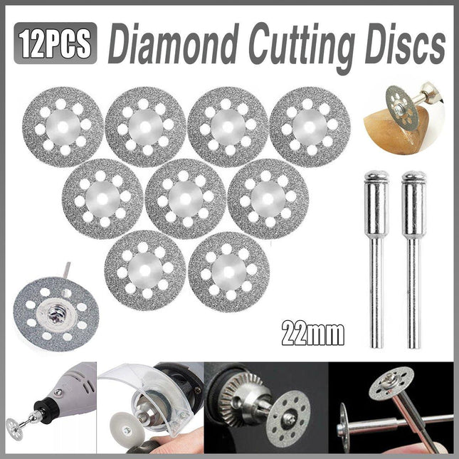 12PC Diamond Cut Discs Blades Drill Bit Set for Dremel Rotary Tool Multi Use - Aimall