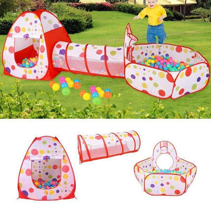 Kids Pop Up Play Tent Playhouse Baby Crawl Tunnel Ball Pit Indoor Outdoor Toys - Aimall