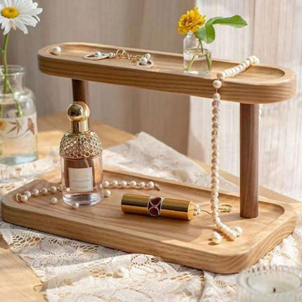 Wooden Storage Rack Desktop Organizer for Jewelry Cosmetics Flower Dessert