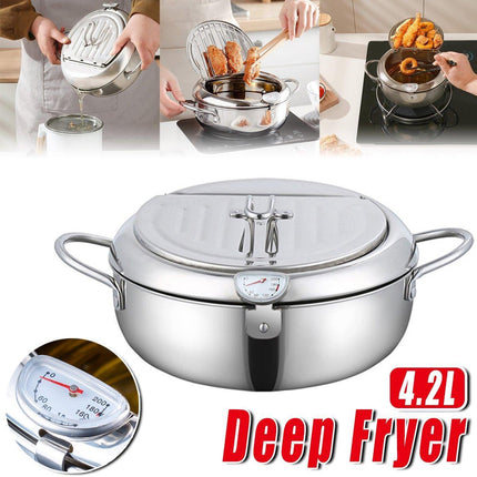 304 Stainless Steel Japanese Tempura Household Oil Saving Frying Fryer Nonstick