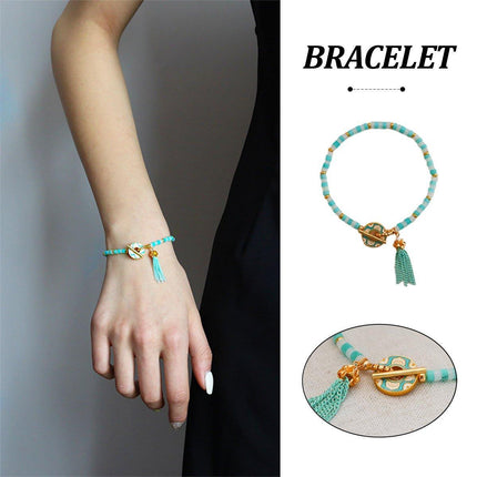 New Chinese Fashion Blue Beaded Bracelet Fringe Simple Elegant Jewelry