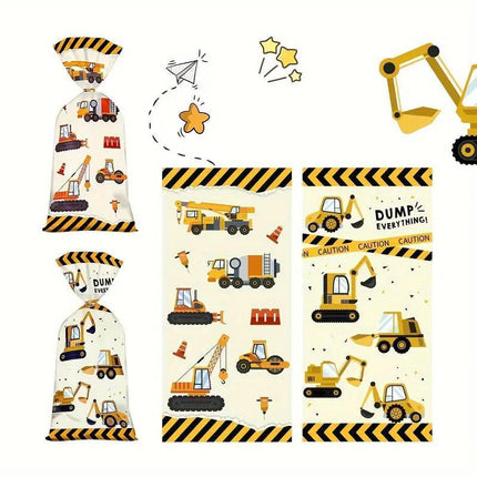 150pcs Construction Truck Candy Bags Excavator Snack Cookie Gift Packagin