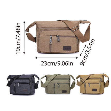 Multi Layer Canvas Crossbody Bag Casual Shoulder Bag for Travel Messenger Bag