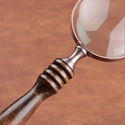 1PCS Vintage Ebony Handle Handheld Metal Magnifier Classical Nostalgic Gift Box