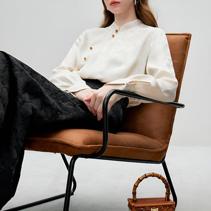 New Chinese Style Guofeng Long Sleeve Shirt Women Elegant Top Fashion Blouse - Aimall