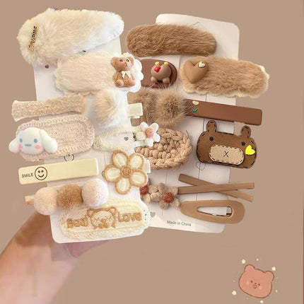 Children Plush Hair Clip Bangs Clip Cartoon Barrettes Korean Style Kids Hairpin - Aimall