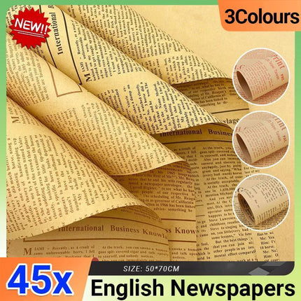 45X Gift Packaging Packing Material Kraft Tissue English Newspaper Bouquet Paper - Aimall