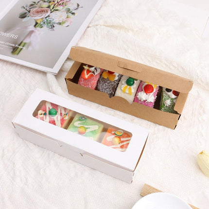 50PCS Kraft Paper Macaron Box Transparent Window Cookie Candy Packaging