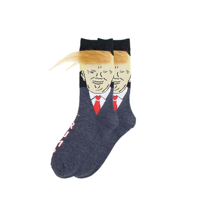 Unisex Fashion Hair Pattern Cotton Mid Calf Socks Trendy Design Comfortable Fit