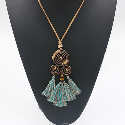 Long Bohemian Necklace Romantic SU Pendant Retro National Style Collars Jewelry