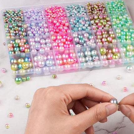 1890PCS Mermaid Faded Colour Perforated Pearl DIY Craft Set Jewelry Making