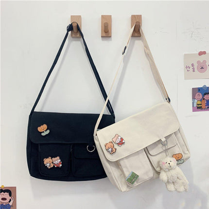 Cute Girl Crossbody Canvas Bag Womens Shoulder Bag Messenger Handbag Casual Tote