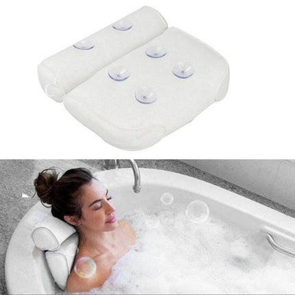 Home 3D Mesh Bath Pillow Back Neck Support Bathtub Spa Hot Tub Suction Cups New - Aimall