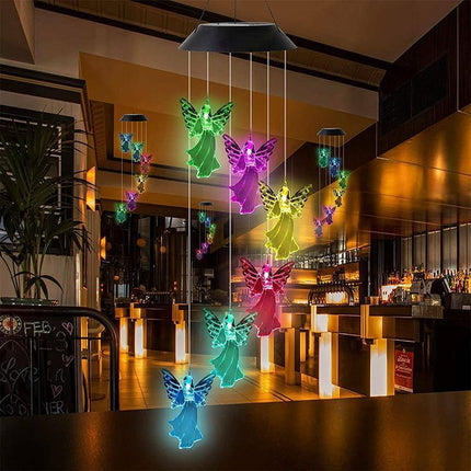 Colour Changing Wind Chimes LED Light Hanging Decor Outdoor Solar Powered Garden - Aimall