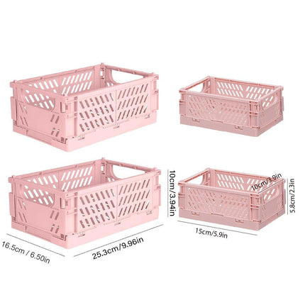 4PCS Desktop Foldable Storage Stackable Shelf Organiser Basket for Stationery