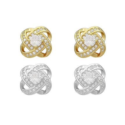 Four Leaf Clover Zircon Stud Earrings Gift For Women Wedding Fashion Jewelry - Aimall