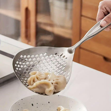 304 Stainless Steel Kitchen Colander Long Handle Noodle Dumpling Strainer Spoon