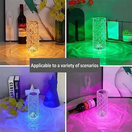 LED Crystal Table Lamp Diamond Rose Bar Night Light Touch Atmosphere Bedside HOT - Aimall