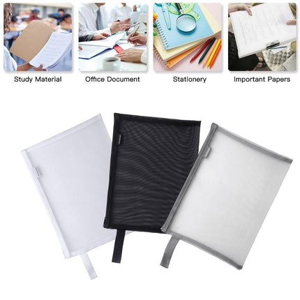 A4 Mesh Zipper Pouch Document Bags - Durable File Folders in 3 Colours
