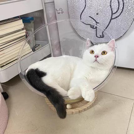 Four Seasons Acrylic Space Capsule Cat Bed Semi-closed Cool Nest Turntable Toy
