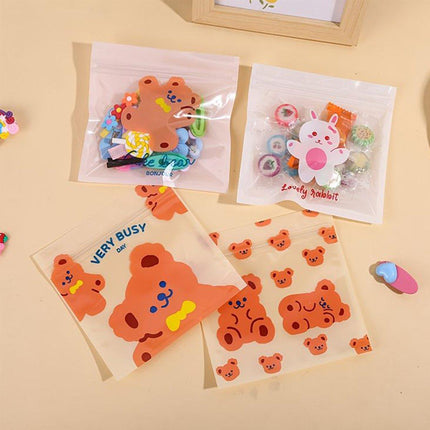 100pcs Cute Cartoon Ziplock Bags for Snacks Candy Cookies Plastic Storage Bags