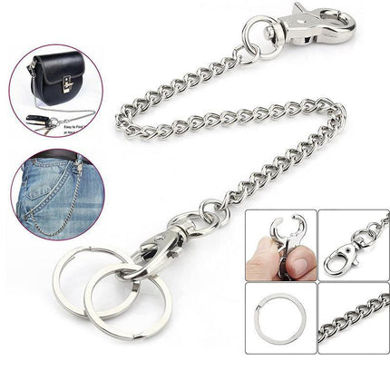 Silver Mental Key Chain Clip Pants Jeans Hip hop Biker Wallet Chain Belt Jewelry - Aimall