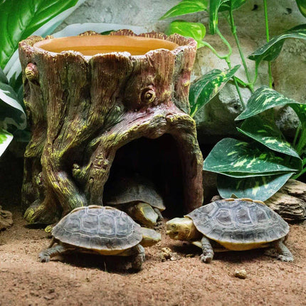 Tree Stump Reptile Cave Lizard Hide Terrarium Cave Home Decor Moisture Keeping