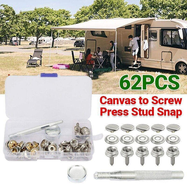 62Pcs Stainless Steel Canvas To Screw Press Stud Snap Kit Boat Cover Oz Stock - Aimall