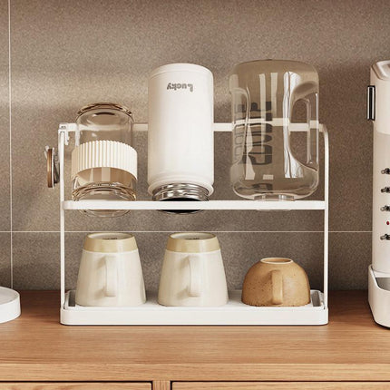 Double Cup Holder Home Desktop Upside Down Draining Rack Storage Shelf Organiser
