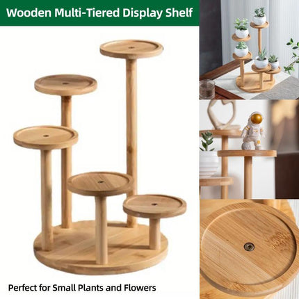 Round Tabletop Flower Stand Balcony Storage Shelf Display Rack Indoor Outdoor