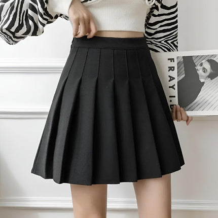 Black Women's High Waist Pleated Tennis Skirt Summer Slimming Black Fashion New - Aimall
