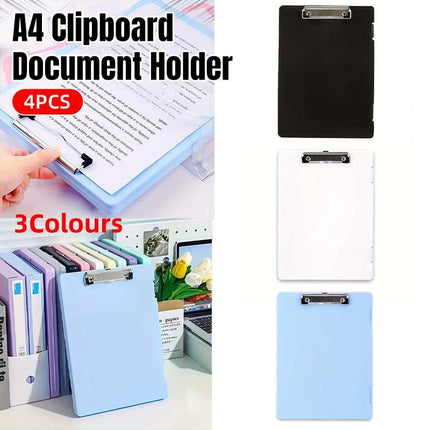 4pcs A4 File Folder Writing Pad Paper Clips Data Storage Organizer for Office
