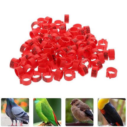 100X 001-100 Digital Numbered Bird Leg Band Rings Clip For Pigeon Parrot Poultry