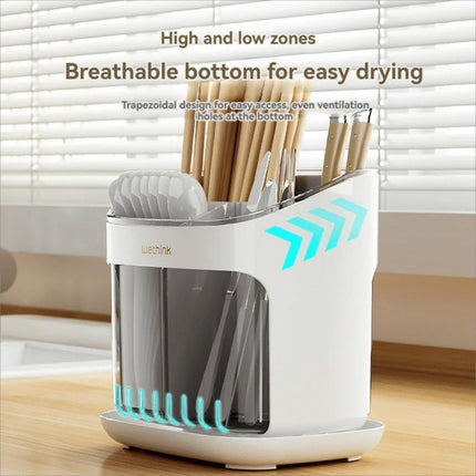 Wall Mounted Kitchen Chopsticks Storage Rack Drain Basket Holder Organizer Box
