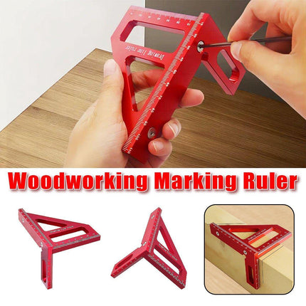 Aluminum Alloy Woodworking Metric Scribe Angle Triangle Ruler Line Gauge Tool