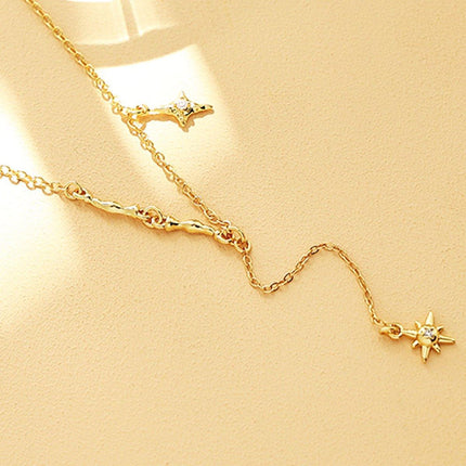 Vintage Star Pendant Octet Clavicle Chain Necklace Elegant Women Accessory