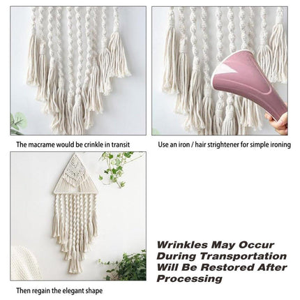 White Woven Tapestry Dreamcatcher Hanging Wall Decor Triangle Charm for Home