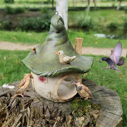 Cartoon Hanging Birdhouse Cozy Nest Resin Garden Outdoor Tree Patio Decor