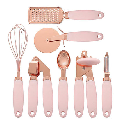 7 Piece Stainless Steel Copper Plated Kitchen Tool Set Peeler Can Opener Slicer