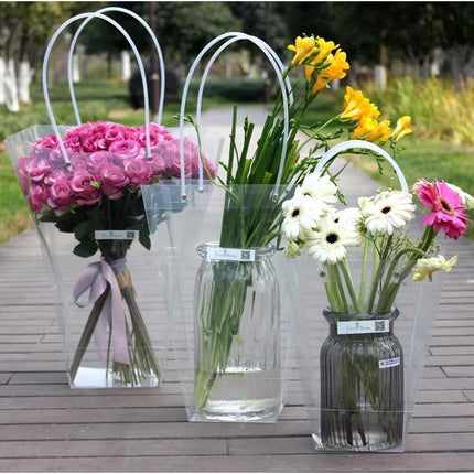 Transparent Tote Handbag Flower Bouquet Packaging Bag Valentine's Day Gift Bag - Aimall