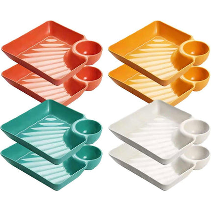 8X Large Square Dumpling Plate with Vinegar Dish PP Tray Tableware Dinner Plate