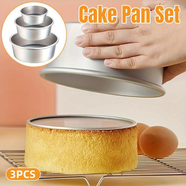 3pcs Round Cake Mould Set Nonstick Baking Tools for Home Kitchen Bakeware