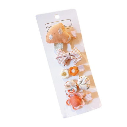 5PCS Girls Bowknot Snap Hair Clips Headband Cute Hair Accessories Set