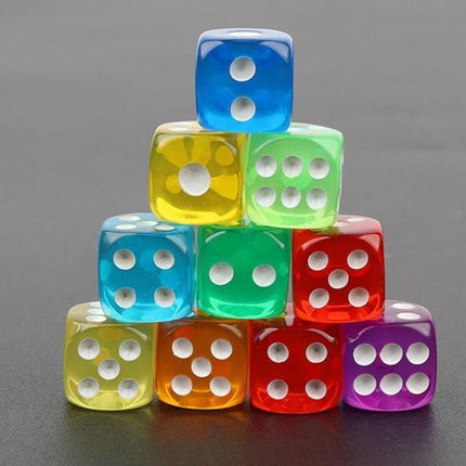 12-48PCS 6 Sided Games Dice Transparent Coloured Game Play Toy Bulk Board Game - Aimall