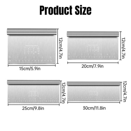 Stainless Steel Dough Cutter Knife Measurement Scraper Pastry Baking Tool