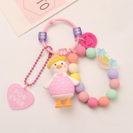 Cartoon Little 3D Duck Keychain Cute Key Chain Car Bag Key Ring Couple Pendant - Aimall