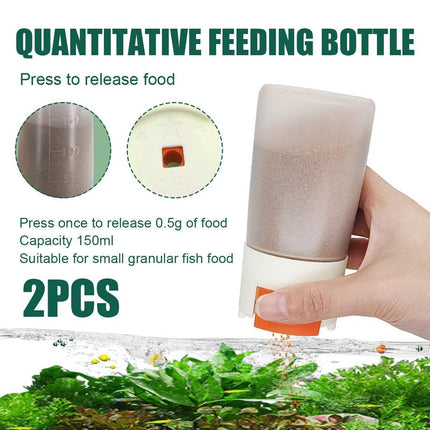 2pcs Moisture-Proof Fish Food Dispenser Bottles Set Automatic Feeding 150ml